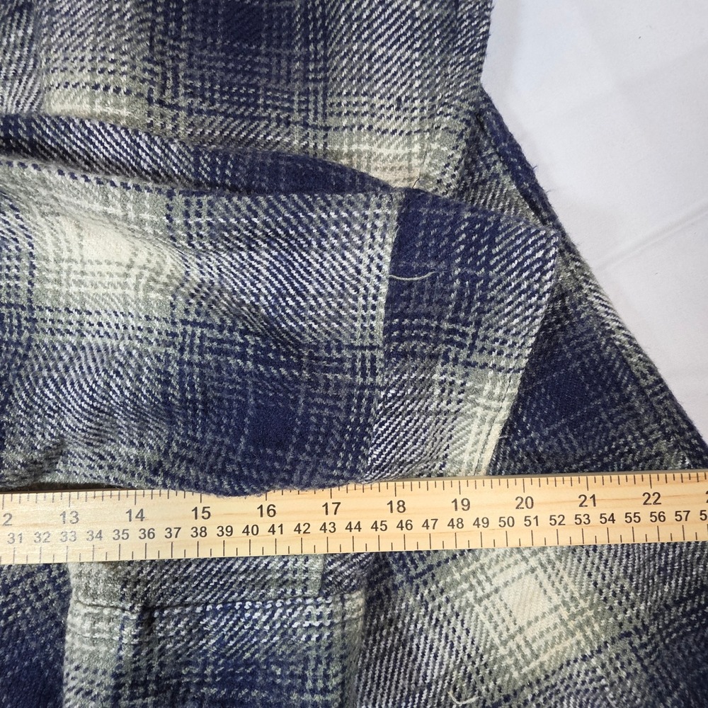 Global Exclusive Collection Blue Plaid Flannel Shirt Jacket Mens XL 43/44 - Picture 6 of 8